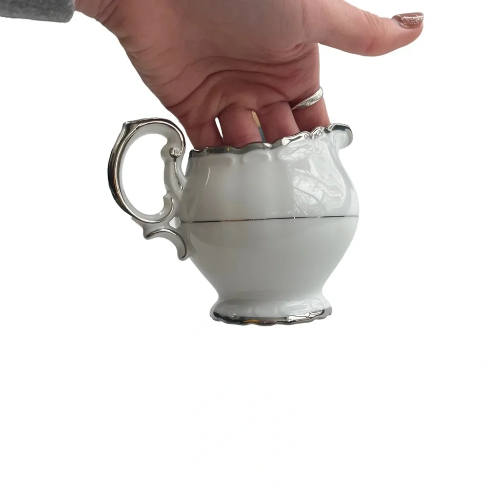 Vintage 1963 Silver Sonata By HARMONY HOUSE FINE CHINA White Silver 8 oz Creamer